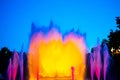 Night Photograph Of The Performance Of The Singing Magic Fountain Of Montjuic In Barcelona, Catalonia, Spain Royalty Free Stock Photo