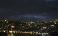 Night photograph in Turkey, Bosphorus at night and glowing houses