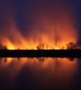 Night photography burning meadows