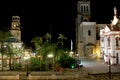 Night photography center of the magical town Cuetzalan Pueblo with view of the government palace, kiosk and the church of San Fra Royalty Free Stock Photo