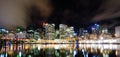 Night photography of Cockle Bay with Darling Harbour cityscape, Sydney, Australia view with dramatic clouds sky. Royalty Free Stock Photo