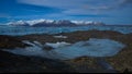 Frozen Jokulsarlon glacier lake lagoon at night with aurora. Vatnajokull National Park. Iceland Royalty Free Stock Photo