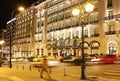 Night photography of Grande Bretagne hotel Athens Greece with Christmas decorative lights