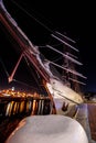 Night photography in the harbor with old sailing ships on the quay Royalty Free Stock Photo