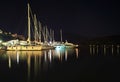 Night photography of sailboats at Ithaca island Greece Royalty Free Stock Photo