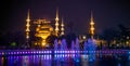 Night photography of Sultan Ahmet mosque in Istanbul, Turkey Royalty Free Stock Photo