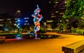 Night photography of The Wind sculpture by Yinka Shonibare at Gene Leahy Mall Omaha Nebraska.