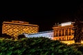 Night photography in Zagreb. Look on West In hotel and Mimara museum