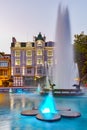 Night photos of Fountain in front of city hall in the center of Plovdiv Royalty Free Stock Photo