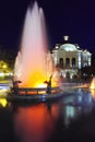 Night photos of Fountain in front of city hall in the center of Plovdiv, Bulgaria Royalty Free Stock Photo