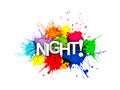 NIGHT! The phrase in multicoloured paint splashes Royalty Free Stock Photo