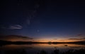 Night picture of a beautiful lake with stars in the sky