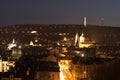 Night Picture of the old part of Prague, capitol of Czech Republic. Quater called Small side under Prague castle and Petrin hill Royalty Free Stock Photo