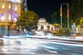 Night picture of Puerta de Alcala with traffic in Madrid, Spain