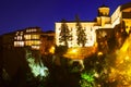 Night picturesque view with houses on rock in Cuenca Royalty Free Stock Photo