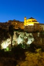Night picturesque view of houses on rock in Cuenca Royalty Free Stock Photo