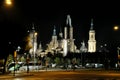 The night of Pilar square in Zaragoza