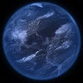 Photo realistic planet Earth in night - isolated - PNG Royalty Free Stock Photo