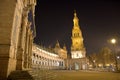 Night in the Plaza de Espana a Seville, Andalusia Royalty Free Stock Photo