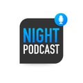 Night Podcast icon, vector symbol in flat isometric style isolated on color background. Vector illustration. Royalty Free Stock Photo