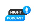 Night Podcast icon, vector symbol in flat isometric style isolated on color background. Vector illustration. Royalty Free Stock Photo