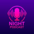 Night Podcast icon, vector symbol in flat isometric style isolated on color background. Vector stock illustration Royalty Free Stock Photo