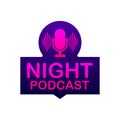 Night Podcast icon, vector symbol in flat isometric style isolated on color background. Vector stock illustration. Royalty Free Stock Photo