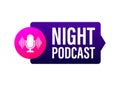 Night Podcast icon, vector symbol in flat isometric style isolated on color background. Vector stock illustration. Royalty Free Stock Photo