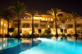 Night pool side of rich hotel Royalty Free Stock Photo