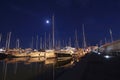 Night port ship boat lights,Tuscany, Marina di Grosseto, Castiglione Della Pescaia, Italy