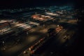 night port warehouse with containers top view, Generative AI Royalty Free Stock Photo