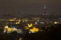 Autumn Night Prague City with with its Buildings, Towers, Cathedrals and Bridges, Czech Republic Royalty Free Stock Photo