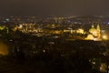 Autumn Night Prague City with with its Buildings, Towers, Cathedrals and Bridges, Czech Republic Royalty Free Stock Photo