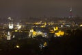 Autumn Night Prague City with with its Buildings, Towers, Cathedrals and Bridges, Czech Republic Royalty Free Stock Photo