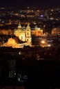 Night Prague City with St. Nicholas' Cathedral, Czech Republic Royalty Free Stock Photo