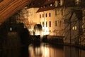 Night Prague, Old Watermill on Chertovka river, Mala Strana Royalty Free Stock Photo