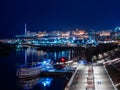 Night quay of the city of Krasnoyarsk 2019 winter.