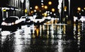 night rainy city street, Ai generated