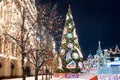 Night red square in winter Royalty Free Stock Photo