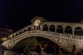 Night at Rialto bridge over the grand canal in Venice, Italy Royalty Free Stock Photo