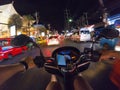 Night ride bike street first person view scooter asia thailand urban city ride Royalty Free Stock Photo