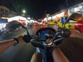 Night ride bike street first person view scooter asia thailand urban city ride