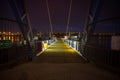 Night river ferry landing.