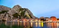 night riverside panorama of omis in croatia Royalty Free Stock Photo