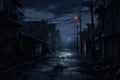 Night road alley. Generate Ai