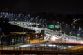 Night road, autobahn. Avtomagestral at night. Nice view of the Autobahn at night. Royalty Free Stock Photo