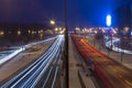 Night road in the city with car the light trails Royalty Free Stock Photo