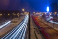 Night road in the city with car the light trails Royalty Free Stock Photo