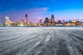 Night road and city skyline in Shanghai Royalty Free Stock Photo