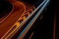 Night road lights. Lights of moving cars at night. long exposure red, blue, orange, multicolored